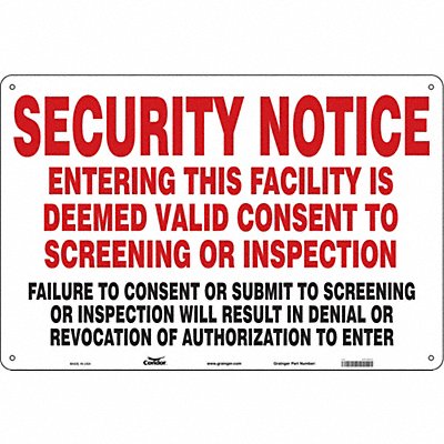 CONDOR 453N51 Safety Sign 24 in x 36 in Aluminum