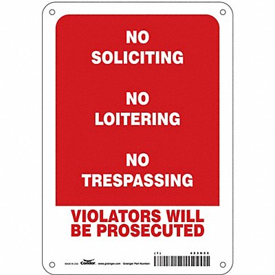 CONDOR 453N55 Safety Sign 10 in x 7 in Polyethylene