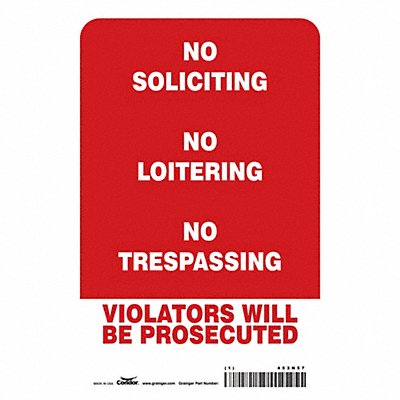 CONDOR 453N57 Safety Sign 10 in x 7 in Vinyl
