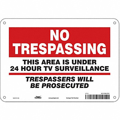 CONDOR 453N59 Security Sign 7 in x 10 in Aluminum
