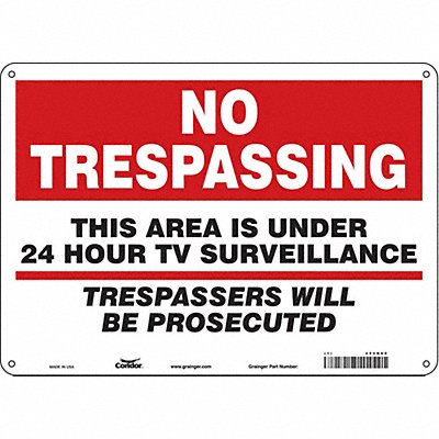 CONDOR 453N60 Safety Sign 10 inx14 in Aluminum