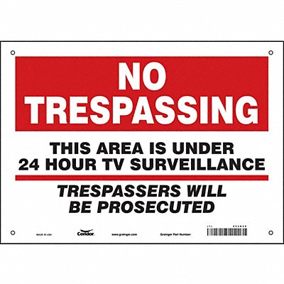 CONDOR 453N62 Safety Sign 10 inx14 in Polyethylene