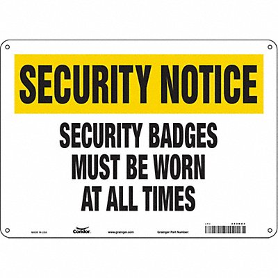 CONDOR 453N83 Safety Sign 10 in x 14 in Polyethylene