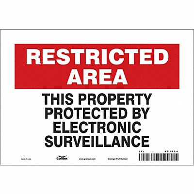 CONDOR 453P24 Safety Sign 7 in x 10 in Vinyl