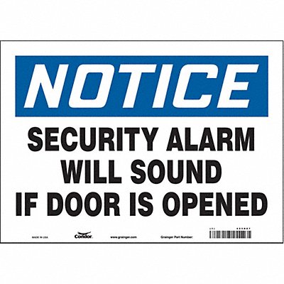 CONDOR 453R07 Safety Sign 10 in x 14 in Vinyl