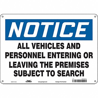 CONDOR 453R19 Safety Sign 10 in x 14 in Aluminum