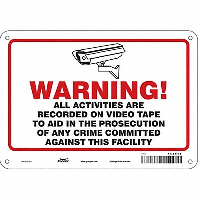 CONDOR 453R62 Safety Sign 7 in x 10 in Polyethylene