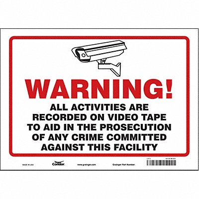 CONDOR 453R65 Safety Sign 10 in x 14 in Vinyl
