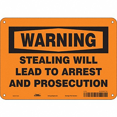 CONDOR 453R72 Safety Sign 7 in x 10 in Aluminum