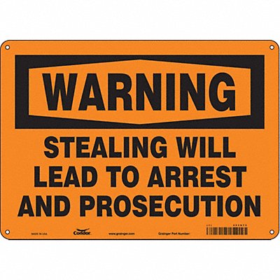 CONDOR 453R73 Safety Sign 10 in x 14 in Aluminum