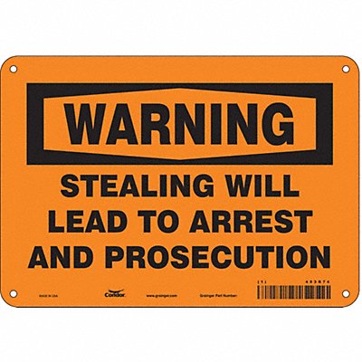 CONDOR 453R74 Safety Sign 7 in x 10 in Polyethylene