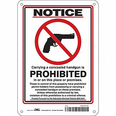 CONDOR 453T39 Safety Sign 10 in x 7 in Polyethylene