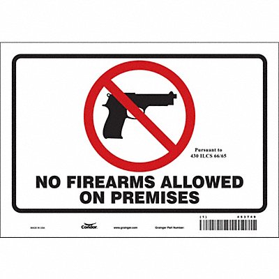 CONDOR 453T49 Safety Sign 7 in x 10 in Vinyl