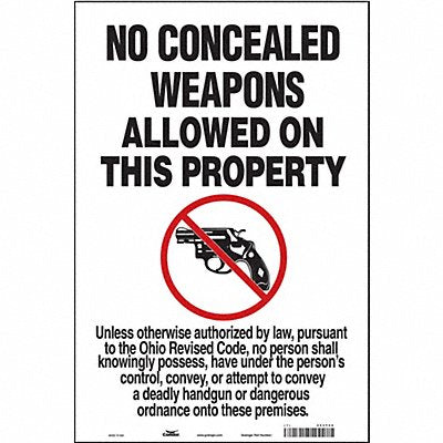 CONDOR 453T58 Safety Sign 18 in x 12 in Vinyl