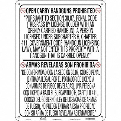 CONDOR 453T68 Safety Sign 24 in x 18 in Aluminum