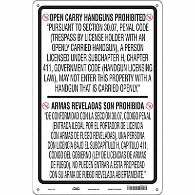 CONDOR 453T69 Safety Sign 36 in x 24 in Aluminum