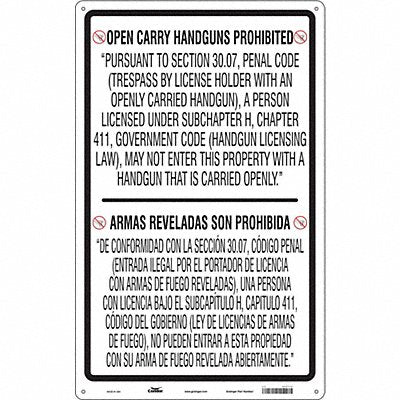 CONDOR 453T70 Safety Sign 48 in x 30 in Aluminum