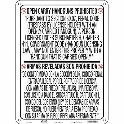 CONDOR 453T71 Safety Sign 24 in x 18 in Polyethylene