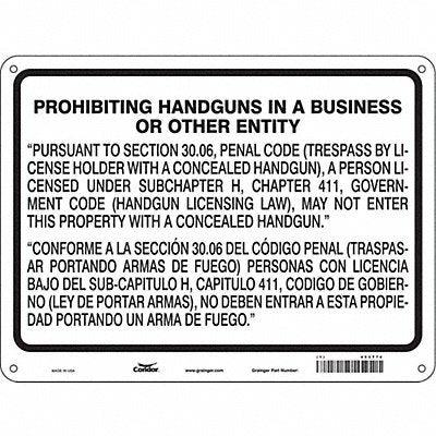 CONDOR 453T74 Safety Sign 18 in x 24 in Aluminum
