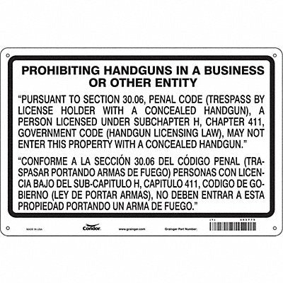CONDOR 453T75 Safety Sign 24 in x 36 in Aluminum