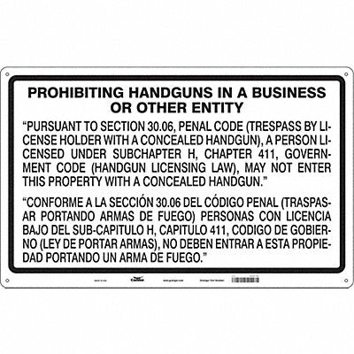 CONDOR 453T76 Safety Sign 30 in x 48 in Aluminum