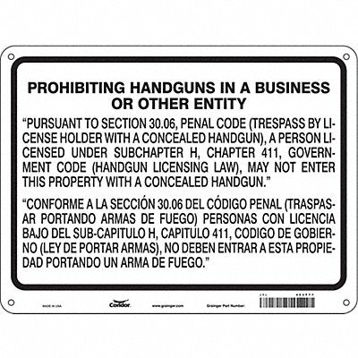 CONDOR 453T77 Safety Sign 18 in x 24 in Polyethylene