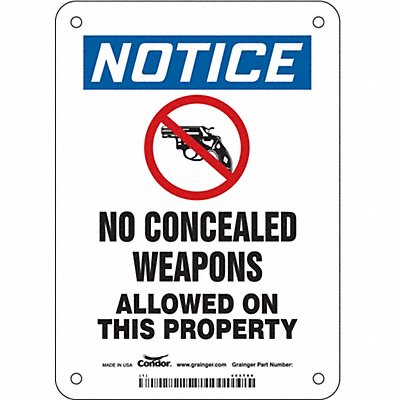CONDOR 453T99 Safety Sign 7 in x 5 in Aluminum
