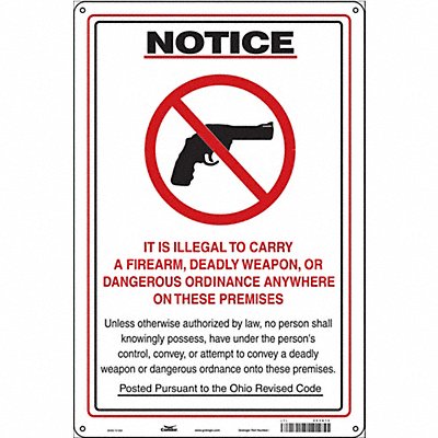 CONDOR 453U15 Safety Sign 18 in x 12 in Polyethylene