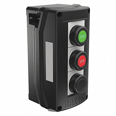 HUBBELL KILLARK HKHMOD000006WW CntrlStation DeadEnd 3Buttn Blk/Grn/Rd