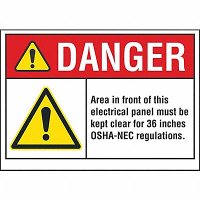 LYLE LCU40069ND7X5 Elec Panel Danger Label 5x7in Polyester