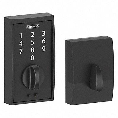SCHLAGE RESIDENTIAL BE375CEN622 Electronic Lock Deadbolt Blk Powder Coat