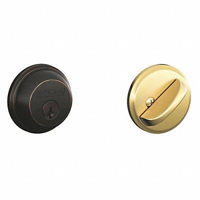 SCHLAGE RESIDENTIAL B60N716X605 Deadbolt Aged Bronze / Bright Brass
