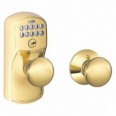 SCHLAGE RESIDENTIAL FE575PLY505PLY Knob Lockset Brass Passage Function Gr 2