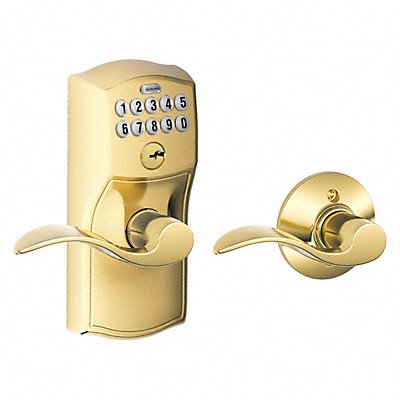 SCHLAGE RESIDENTIAL FE575CAM505ACC Electronic Lock Lever Handle Brass