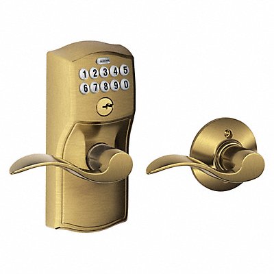 SCHLAGE RESIDENTIAL FE575CAM609ACC Electronic Lock Lever Antique Brass