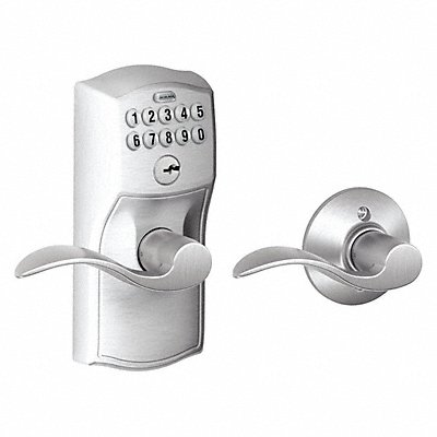 SCHLAGE RESIDENTIAL FE575CAM626ACC Electronic Lock Lever Satin Chrome