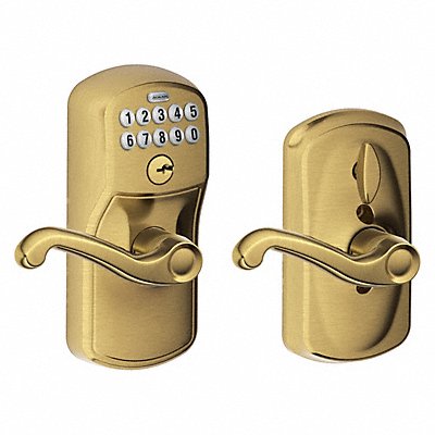 SCHLAGE RESIDENTIAL FE595PLY609FLA Electronic Lock Lever Antique Brass