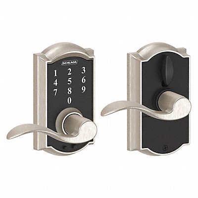 SCHLAGE RESIDENTIAL FE695CAM619ACC Electronic Lock Lever Satin Nickel