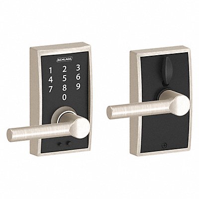 SCHLAGE RESIDENTIAL FE695CEN619BRW Electronic Lock Lever Satin Nickel