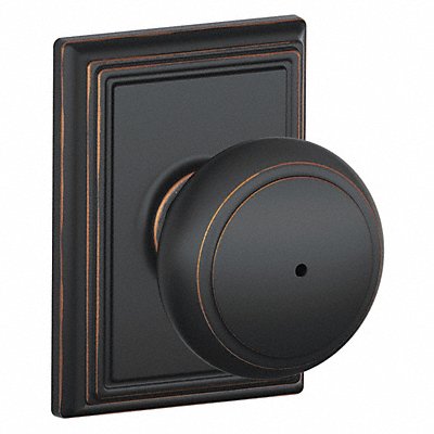 SCHLAGE RESIDENTIAL F40AND716ADD Knob Lockset Antique Bronze Privacy Gr 2