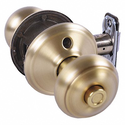 SCHLAGE RESIDENTIAL F40GEO608 Knob Lockset Satin Brass Privacy Gr 2