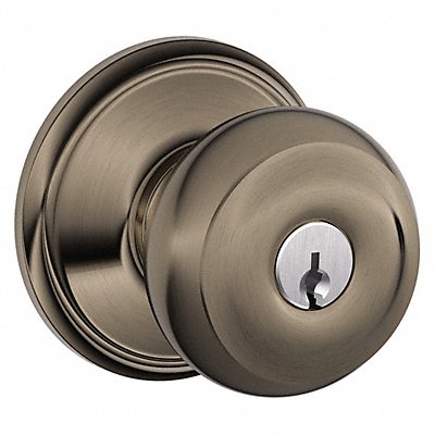 SCHLAGE RESIDENTIAL F51AGEO620 Knob Lockset Antique Nickel Entrance