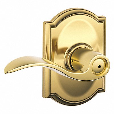 SCHLAGE RESIDENTIAL F40ACC605CAM Door Lever Lockset Bright Brass Privacy