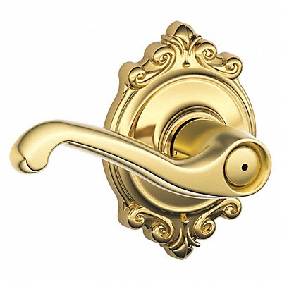 SCHLAGE RESIDENTIAL F40FLA605BRK Door Lever Lockset Bright Brass Privacy