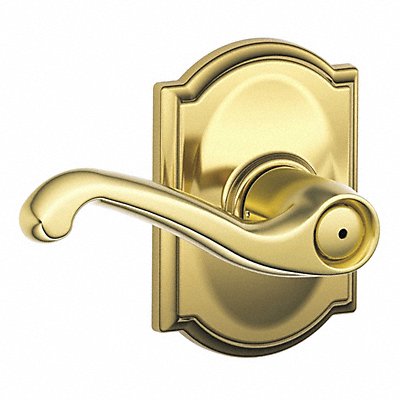 SCHLAGE RESIDENTIAL F40FLA605CAM Door Lever Lockset Bright Brass Privacy