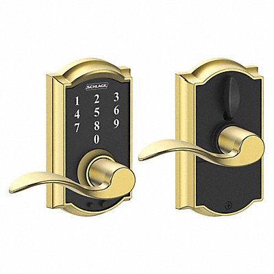 SCHLAGE RESIDENTIAL FE695CAM605ACC Electronic Lock Lever Bright Brass