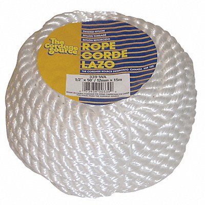 GRAINGER 339WA Gen. Purpose Utility Rope 1/2 Dia.x50 L