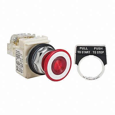 SCHNEIDER ELECTRIC 9001KR9P35LRRH13 Mushroom Push Button Illm FulVolt Red SPDT