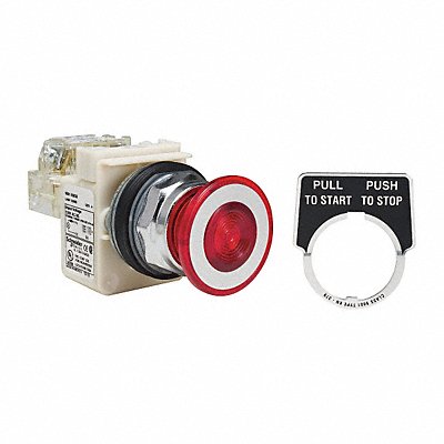 SCHNEIDER ELECTRIC 9001KR9P38RH13 Mushroom Push Button Illm FulVolt Red SPDT