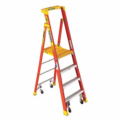 WERNER PD62044C Podium Stepladder 4 ft Fiberglass 300 lb